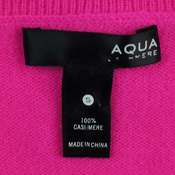 AQUA Hot Pink 100% Cashmere Mesh Arm Knit Sweater - Picture 3 of 3